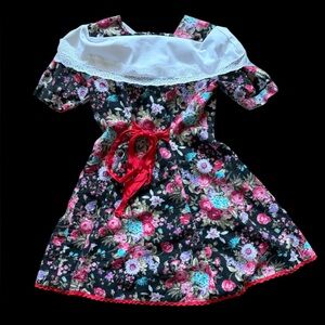 Vintage 90’s Floral Kids Dress with Red Bow (Made in America)